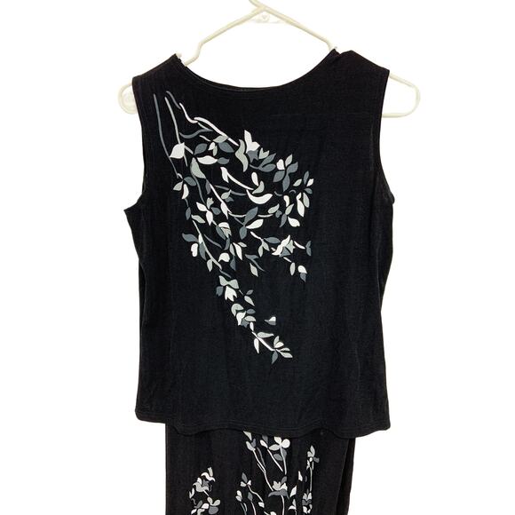 Vtg Carolyn Strauss Collection Black Sleeveless Top Skirt Set Embroidered Size S - Picture 2 of 5